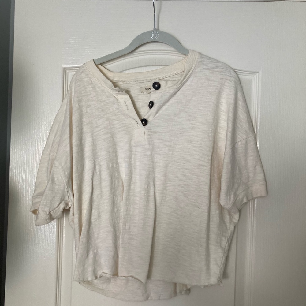 madewell cream shirt with top buttons